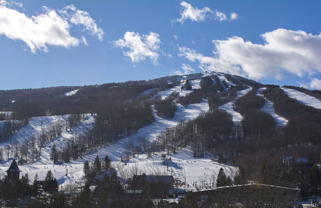 Mount Snow ski slopes during winter.