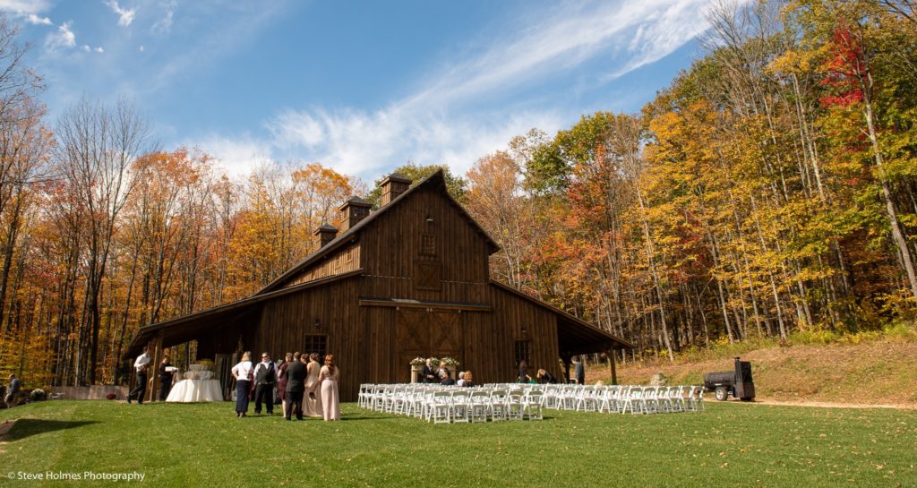 Beautiful barn wedding in Vermont during the fall.