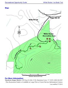 White Rocks and Ice Beds trail map.