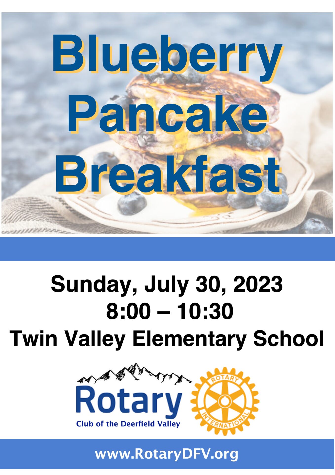 Blueberry Pancake Breakfast by Rotary of Deerfield Valley - SVDV ...